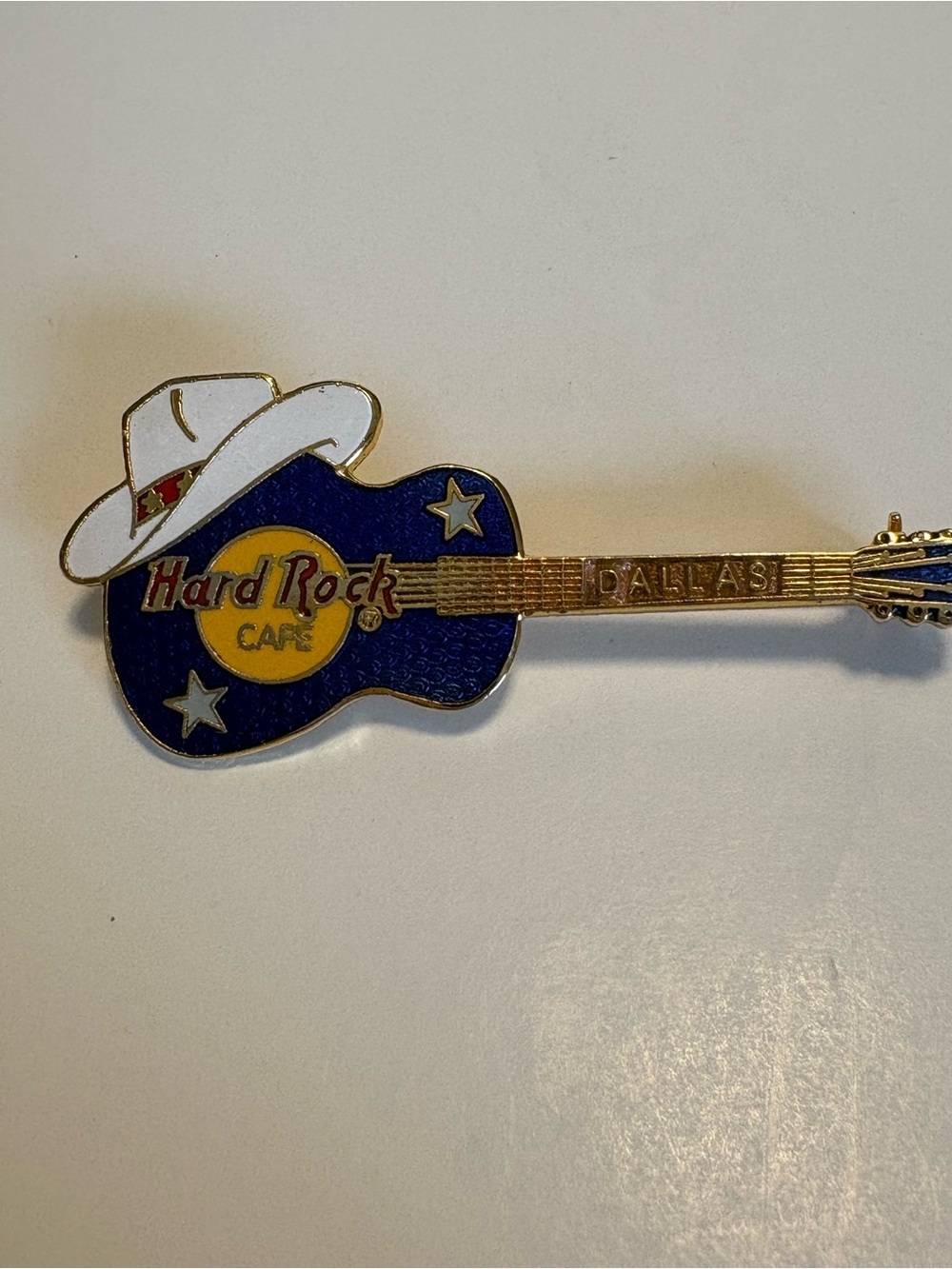 Hard Rock Cafe Dallas Guitar Hat Lapel Pin Blue Enamel Collectible
